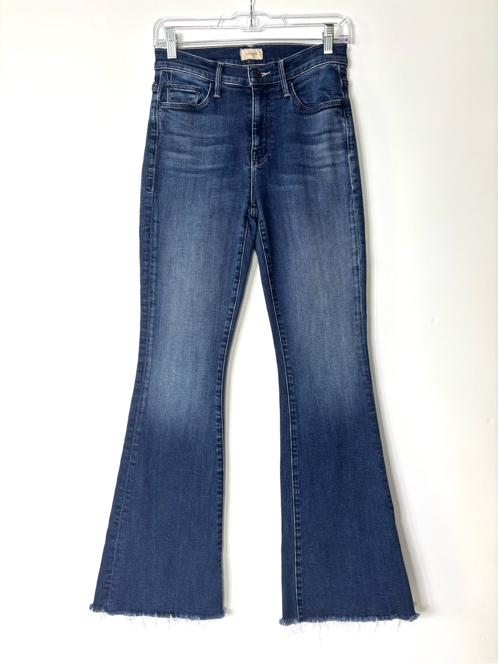 MOTHER Weekender Fray Heirloom Wash Flare Jeans with Raw Hem 25